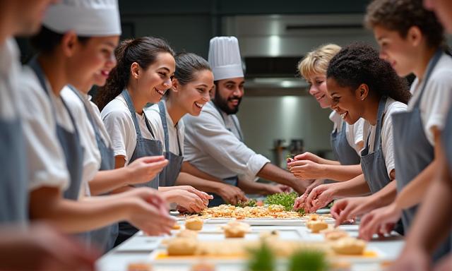 Personnes participant à un atelier de cuisine