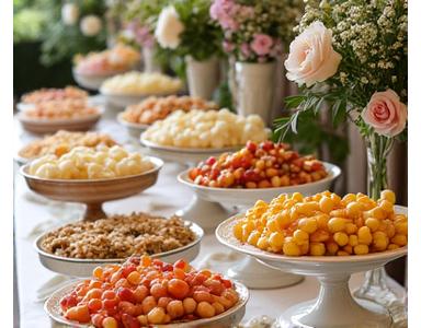 Buffet de mariage élégant avec assortiment de douceurs