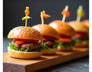 Mini-burgers gourmands avec différents garnitures